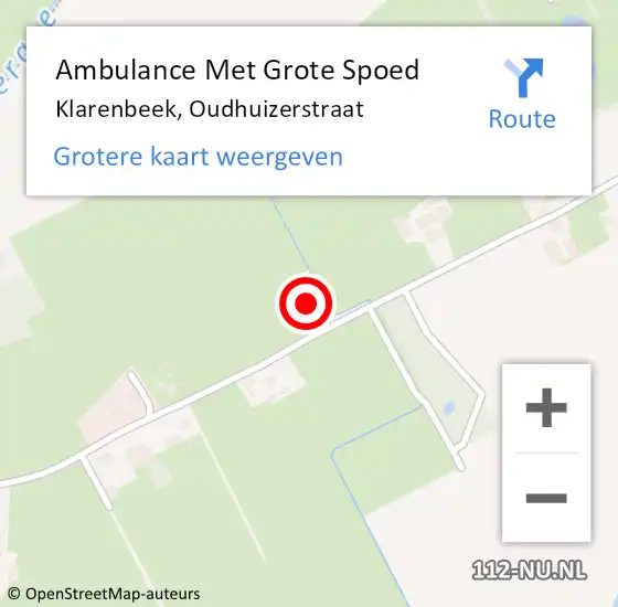 Locatie op kaart van de 112 melding: Ambulance Met Grote Spoed Naar Klarenbeek, Oudhuizerstraat op 24 januari 2016 19:15