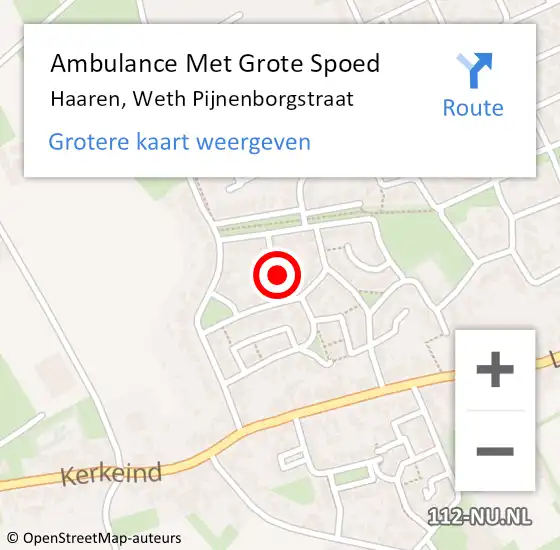 Locatie op kaart van de 112 melding: Ambulance Met Grote Spoed Naar Haaren, Weth Pijnenborgstraat op 24 januari 2016 19:28