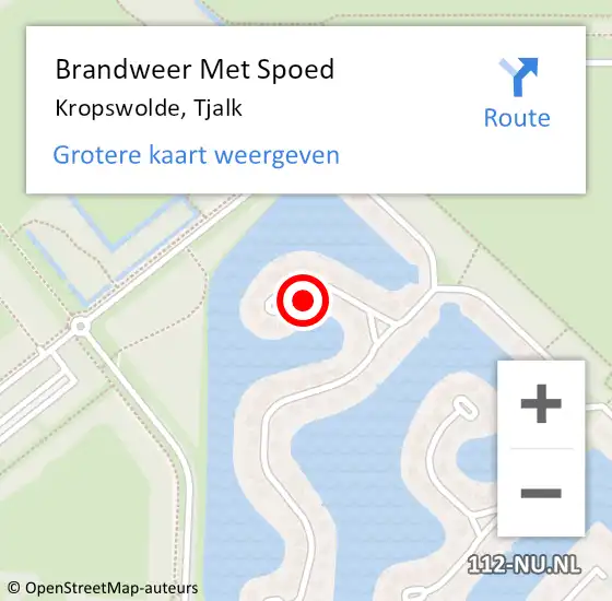 Locatie op kaart van de 112 melding: Brandweer Met Spoed Naar Kropswolde, Tjalk op 24 januari 2016 20:37