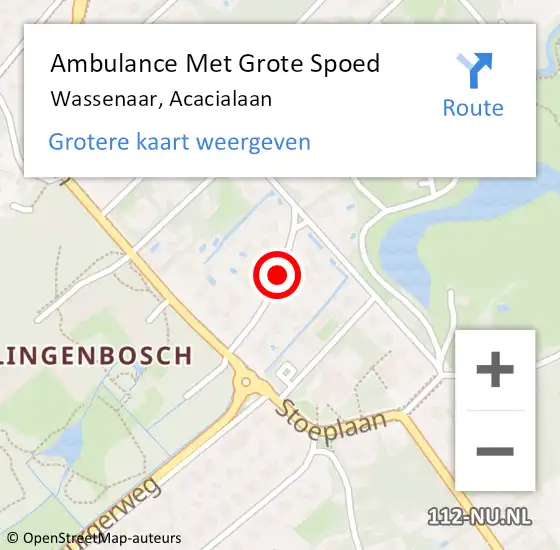 Locatie op kaart van de 112 melding: Ambulance Met Grote Spoed Naar Wassenaar, Acacialaan op 24 januari 2016 22:26