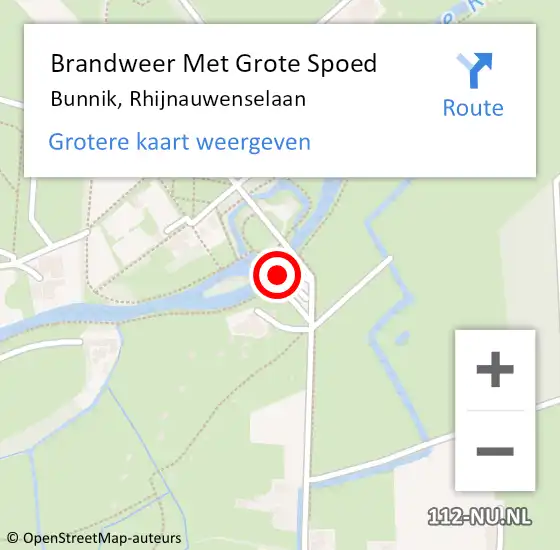 Locatie op kaart van de 112 melding: Brandweer Met Grote Spoed Naar Bunnik, Rhijnauwenselaan op 24 januari 2016 23:34