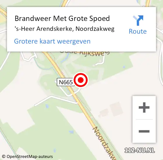 Locatie op kaart van de 112 melding: Brandweer Met Grote Spoed Naar 's-Heer Arendskerke, Noordzakweg op 25 januari 2016 03:03