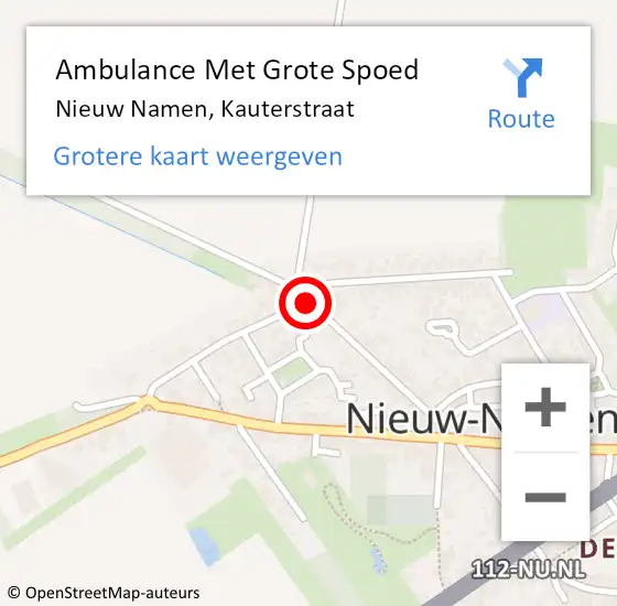 Locatie op kaart van de 112 melding: Ambulance Met Grote Spoed Naar Nieuw Namen, Kauterstraat op 25 januari 2016 03:06