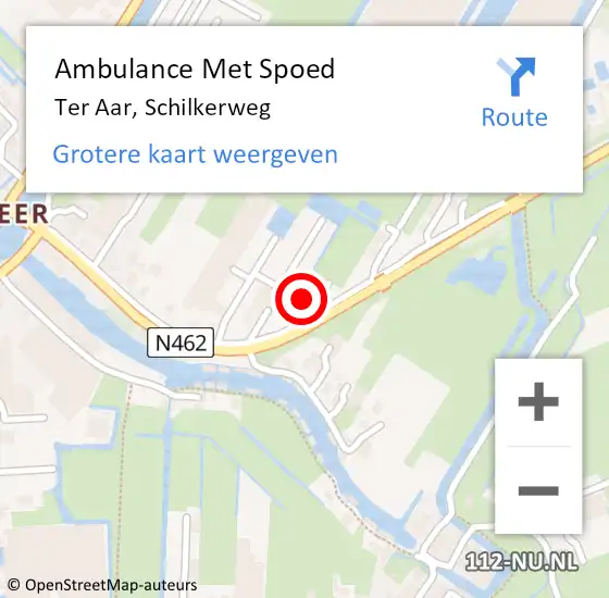 Locatie op kaart van de 112 melding: Ambulance Met Spoed Naar Ter Aar, Schilkerweg op 25 januari 2016 07:08