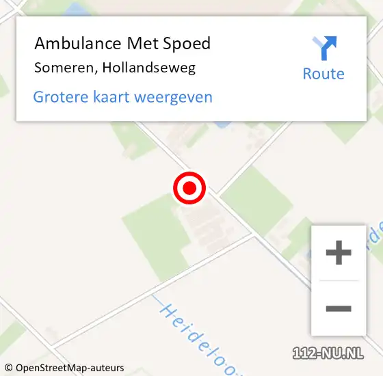 Locatie op kaart van de 112 melding: Ambulance Met Spoed Naar Someren, Hollandseweg op 25 januari 2016 07:29