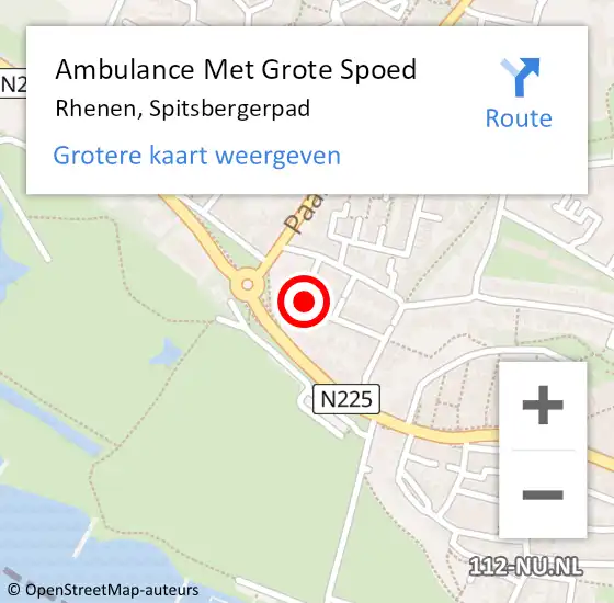 Locatie op kaart van de 112 melding: Ambulance Met Grote Spoed Naar Rhenen, Spitsbergerpad op 25 januari 2016 08:20