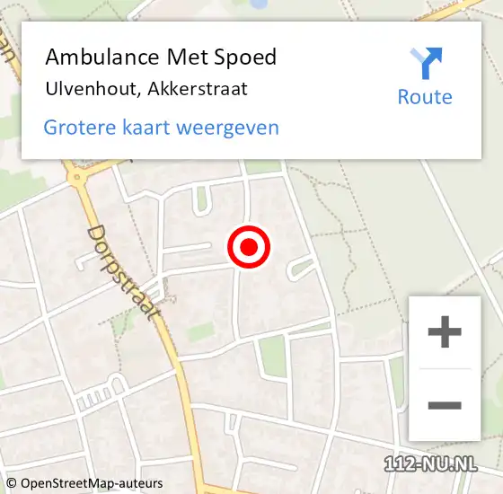 Locatie op kaart van de 112 melding: Ambulance Met Spoed Naar Ulvenhout, Akkerstraat op 25 januari 2016 08:50