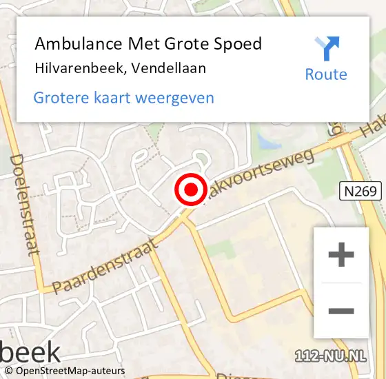 Locatie op kaart van de 112 melding: Ambulance Met Grote Spoed Naar Hilvarenbeek, Vendellaan op 25 januari 2016 09:23