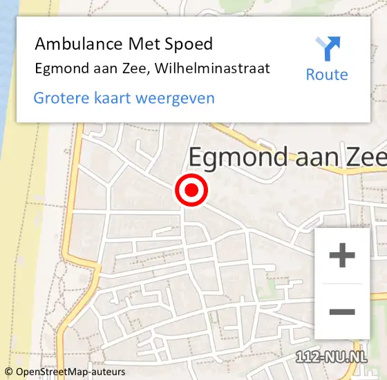 Locatie op kaart van de 112 melding: Ambulance Met Spoed Naar Egmond aan Zee, Wilhelminastraat op 25 januari 2016 09:39