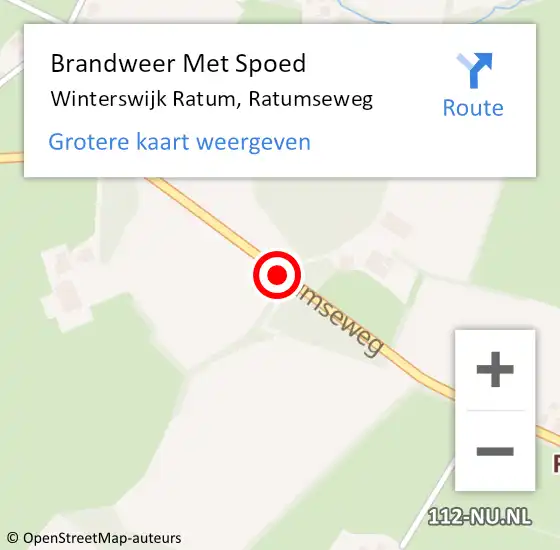 Locatie op kaart van de 112 melding: Brandweer Met Spoed Naar Winterswijk Ratum, Ratumseweg op 25 januari 2016 10:07