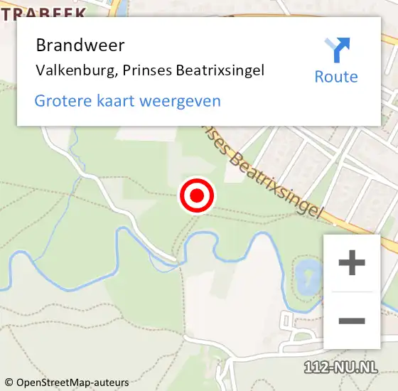 Locatie op kaart van de 112 melding: Brandweer Valkenburg, Prinses Beatrixsingel op 4 december 2013 11:14