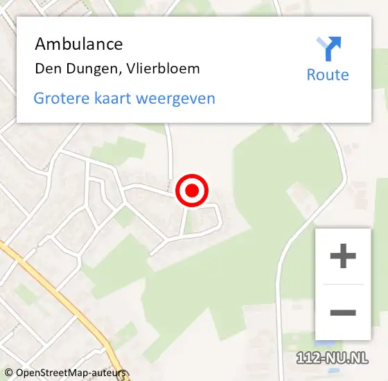 Locatie op kaart van de 112 melding: Ambulance Den Dungen, Vlierbloem op 25 januari 2016 10:39