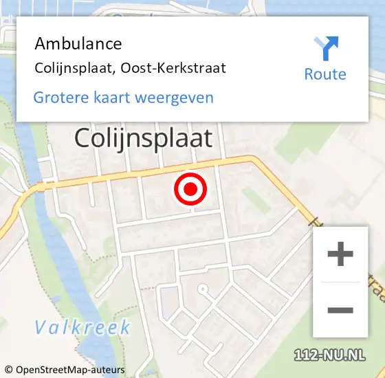 Locatie op kaart van de 112 melding: Ambulance Colijnsplaat, Oost-Kerkstraat op 25 januari 2016 10:55