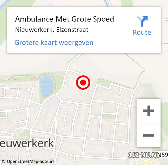 Locatie op kaart van de 112 melding: Ambulance Met Grote Spoed Naar Nieuwerkerk, Elzenstraat op 25 januari 2016 11:09