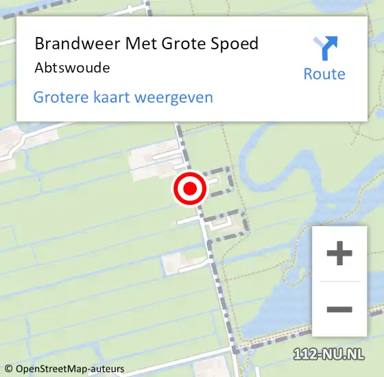 Locatie op kaart van de 112 melding: Brandweer Met Grote Spoed Naar Abtswoude op 25 januari 2016 11:36