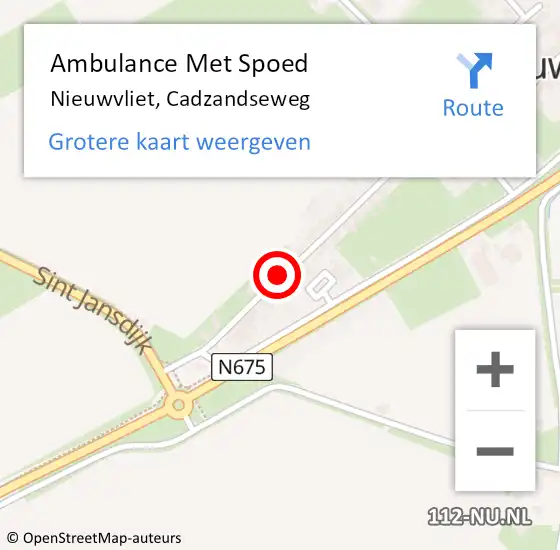 Locatie op kaart van de 112 melding: Ambulance Met Spoed Naar Nieuwvliet, Cadzandseweg op 25 januari 2016 12:20