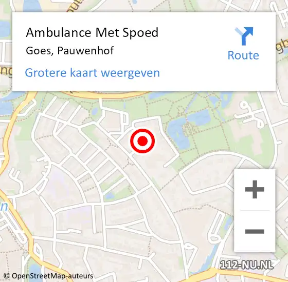 Locatie op kaart van de 112 melding: Ambulance Met Spoed Naar Goes, Pauwenhof op 25 januari 2016 12:23