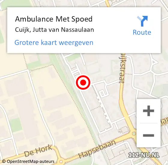 Locatie op kaart van de 112 melding: Ambulance Met Spoed Naar Cuijk, Jutta van Nassaulaan op 25 januari 2016 12:35
