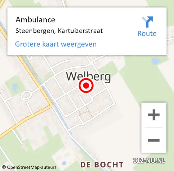 Locatie op kaart van de 112 melding: Ambulance Steenbergen, Kartuizerstraat op 25 januari 2016 12:47