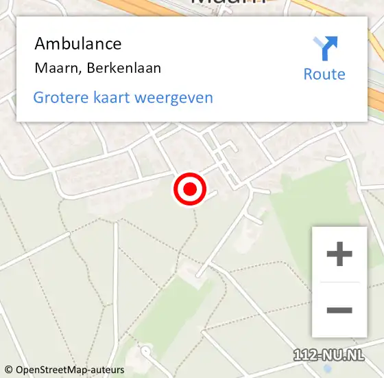 Locatie op kaart van de 112 melding: Ambulance Maarn, Berkenlaan op 25 januari 2016 13:20