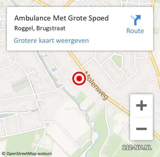 Locatie op kaart van de 112 melding: Ambulance Met Grote Spoed Naar Roggel, Brugstraat op 25 januari 2016 13:23
