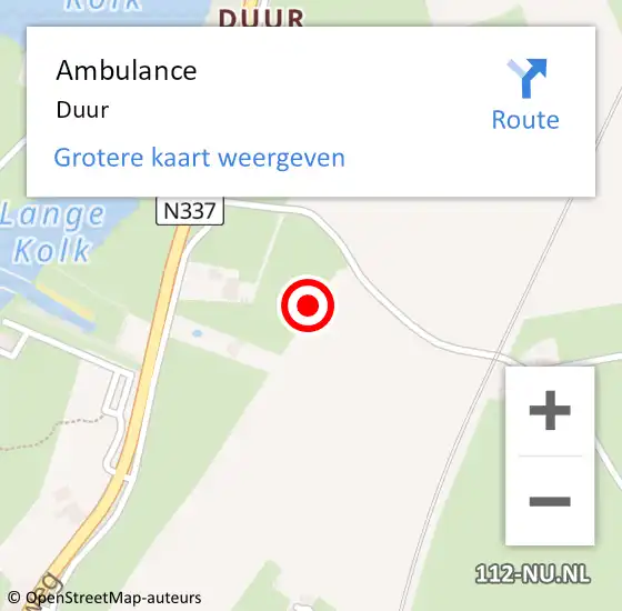 Locatie op kaart van de 112 melding: Ambulance Duur op 25 januari 2016 13:29