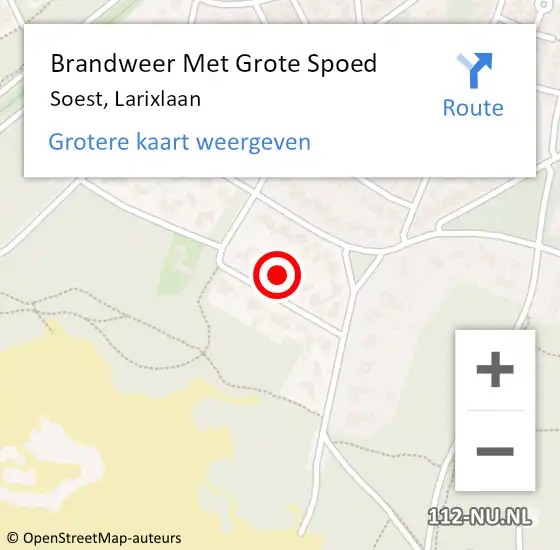 Locatie op kaart van de 112 melding: Brandweer Met Grote Spoed Naar Soest, Larixlaan op 25 januari 2016 13:45