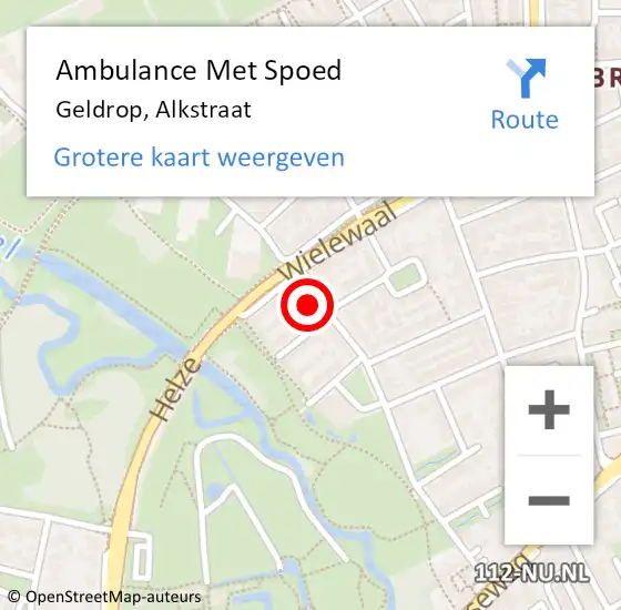 Locatie op kaart van de 112 melding: Ambulance Met Spoed Naar Geldrop, Alkstraat op 25 januari 2016 13:48