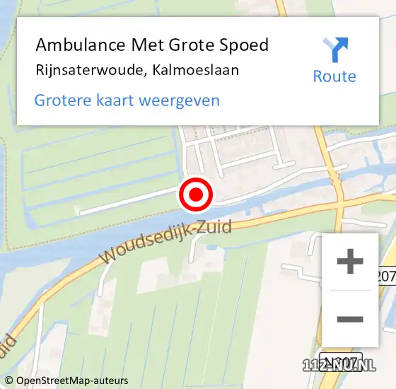 Locatie op kaart van de 112 melding: Ambulance Met Grote Spoed Naar Rijnsaterwoude, Kalmoeslaan op 25 januari 2016 13:54