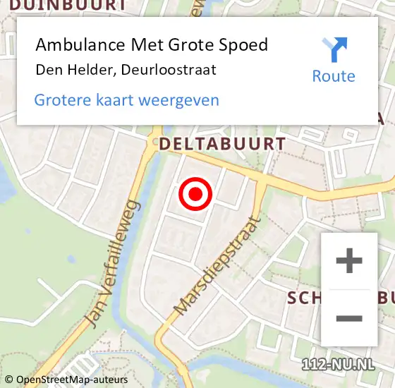 Locatie op kaart van de 112 melding: Ambulance Met Grote Spoed Naar Den Helder, Deurloostraat op 25 januari 2016 14:10