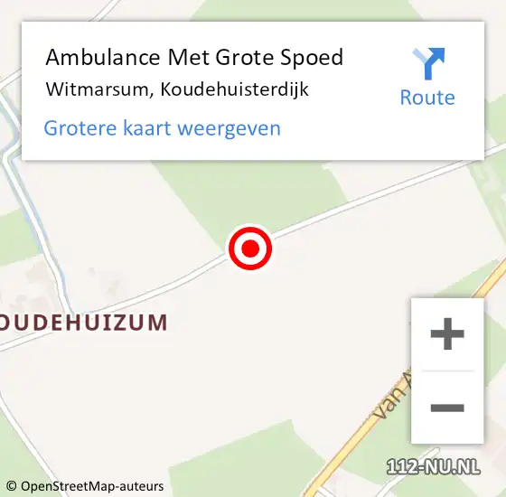 Locatie op kaart van de 112 melding: Ambulance Met Grote Spoed Naar Witmarsum, Koudehuisterdijk op 25 januari 2016 15:08