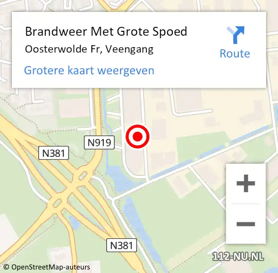 Locatie op kaart van de 112 melding: Brandweer Met Grote Spoed Naar Oosterwolde Fr, Veengang op 4 december 2013 11:47