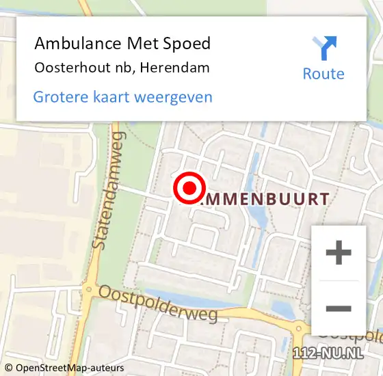 Locatie op kaart van de 112 melding: Ambulance Met Spoed Naar Oosterhout nb, Herendam op 25 januari 2016 15:57
