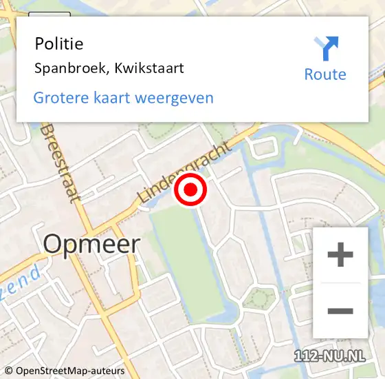 Locatie op kaart van de 112 melding: Politie Spanbroek, Kwikstaart op 25 januari 2016 15:57