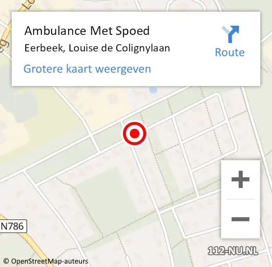 Locatie op kaart van de 112 melding: Ambulance Met Spoed Naar Eerbeek, Louise De Colignylaan op 25 januari 2016 17:28