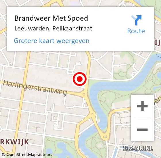 Locatie op kaart van de 112 melding: Brandweer Met Spoed Naar Leeuwarden, Pelikaanstraat op 4 december 2013 12:04