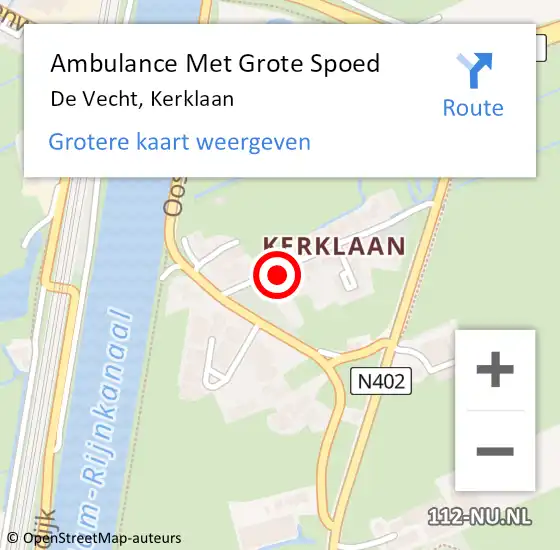 Locatie op kaart van de 112 melding: Ambulance Met Grote Spoed Naar De Vecht, Kerklaan op 4 december 2013 12:05