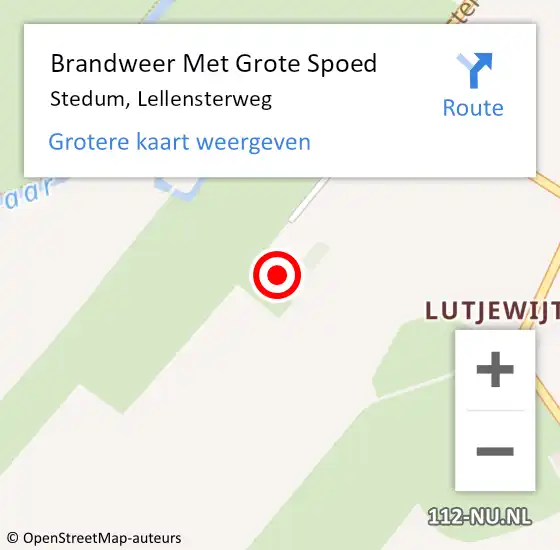 Locatie op kaart van de 112 melding: Brandweer Met Grote Spoed Naar Stedum, Lellensterweg op 25 januari 2016 18:24