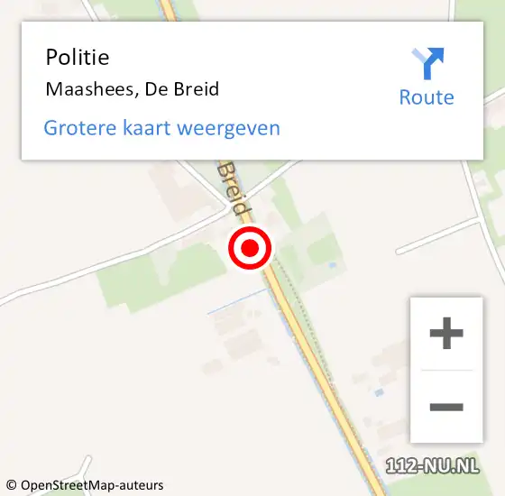 Locatie op kaart van de 112 melding: Politie Maashees, De Breid op 25 januari 2016 18:26