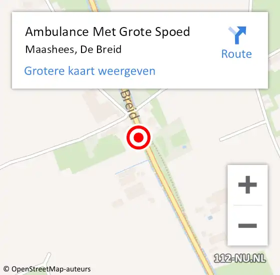 Locatie op kaart van de 112 melding: Ambulance Met Grote Spoed Naar Maashees, De Breid op 25 januari 2016 18:28