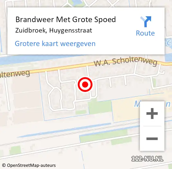 Locatie op kaart van de 112 melding: Brandweer Met Grote Spoed Naar Zuidbroek, Huygensstraat op 25 januari 2016 19:04