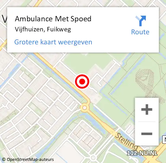 Locatie op kaart van de 112 melding: Ambulance Met Spoed Naar Vijfhuizen, Fuikweg op 25 januari 2016 19:24