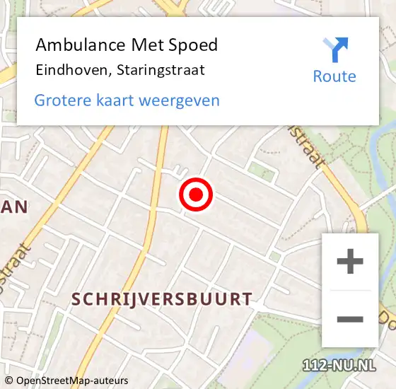 Locatie op kaart van de 112 melding: Ambulance Met Spoed Naar Eindhoven, Staringstraat op 25 januari 2016 19:29