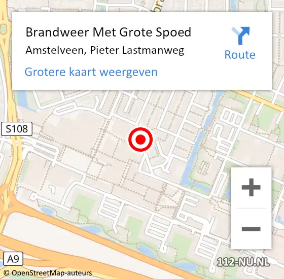 Locatie op kaart van de 112 melding: Brandweer Met Grote Spoed Naar Amstelveen, Pieter Lastmanweg op 25 januari 2016 21:06