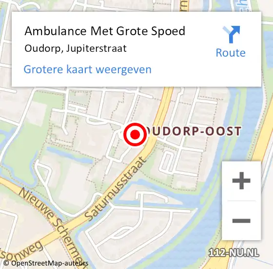 Locatie op kaart van de 112 melding: Ambulance Met Grote Spoed Naar Oudorp, Jupiterstraat op 14 september 2013 20:54