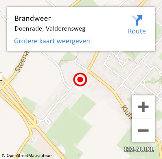 Locatie op kaart van de 112 melding: Brandweer Doenrade, Valderensweg op 14 september 2013 20:56