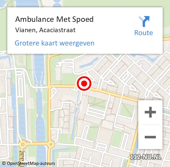 Locatie op kaart van de 112 melding: Ambulance Met Spoed Naar Vianen, Acaciastraat op 25 januari 2016 23:11