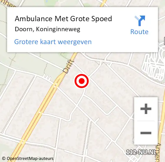 Locatie op kaart van de 112 melding: Ambulance Met Grote Spoed Naar Doorn, Koninginneweg op 25 januari 2016 23:19