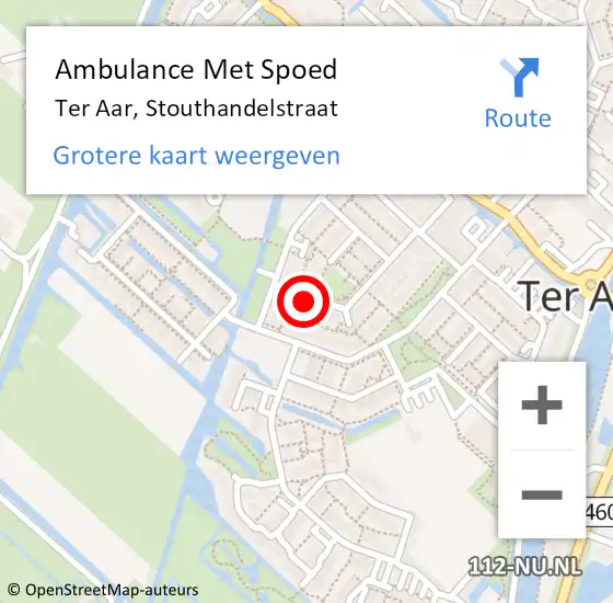 Locatie op kaart van de 112 melding: Ambulance Met Spoed Naar Ter Aar, Stouthandelstraat op 26 januari 2016 00:35