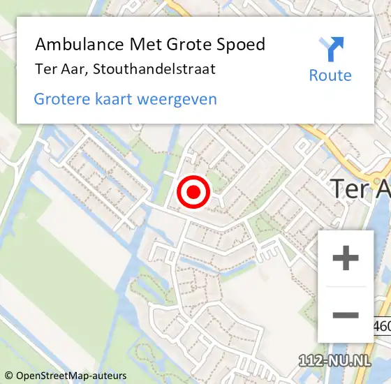 Locatie op kaart van de 112 melding: Ambulance Met Grote Spoed Naar Ter Aar, Stouthandelstraat op 26 januari 2016 00:40